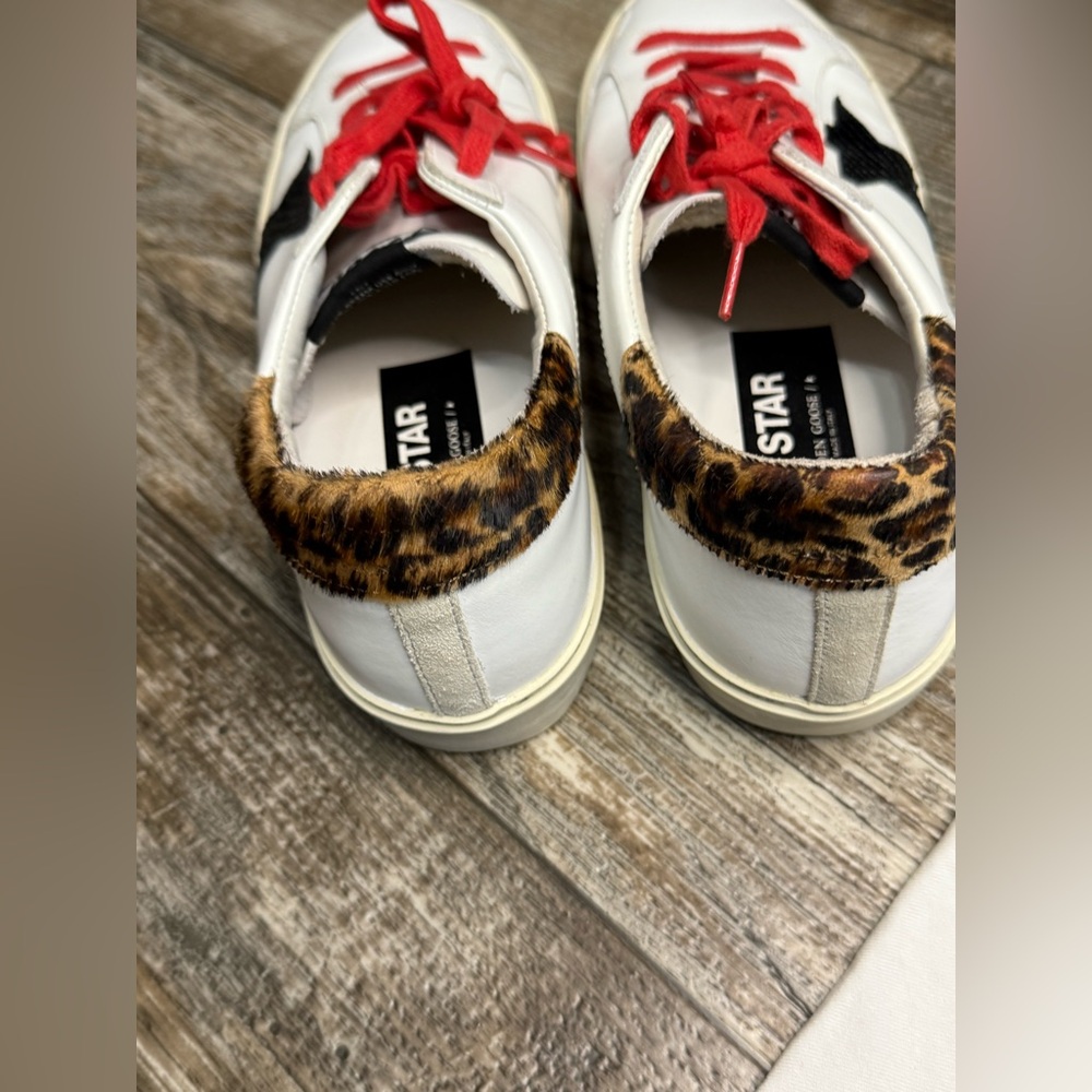Golden Goose White Sneakers with Black Star and Red Accents Size 40 - Picture 8 of 9